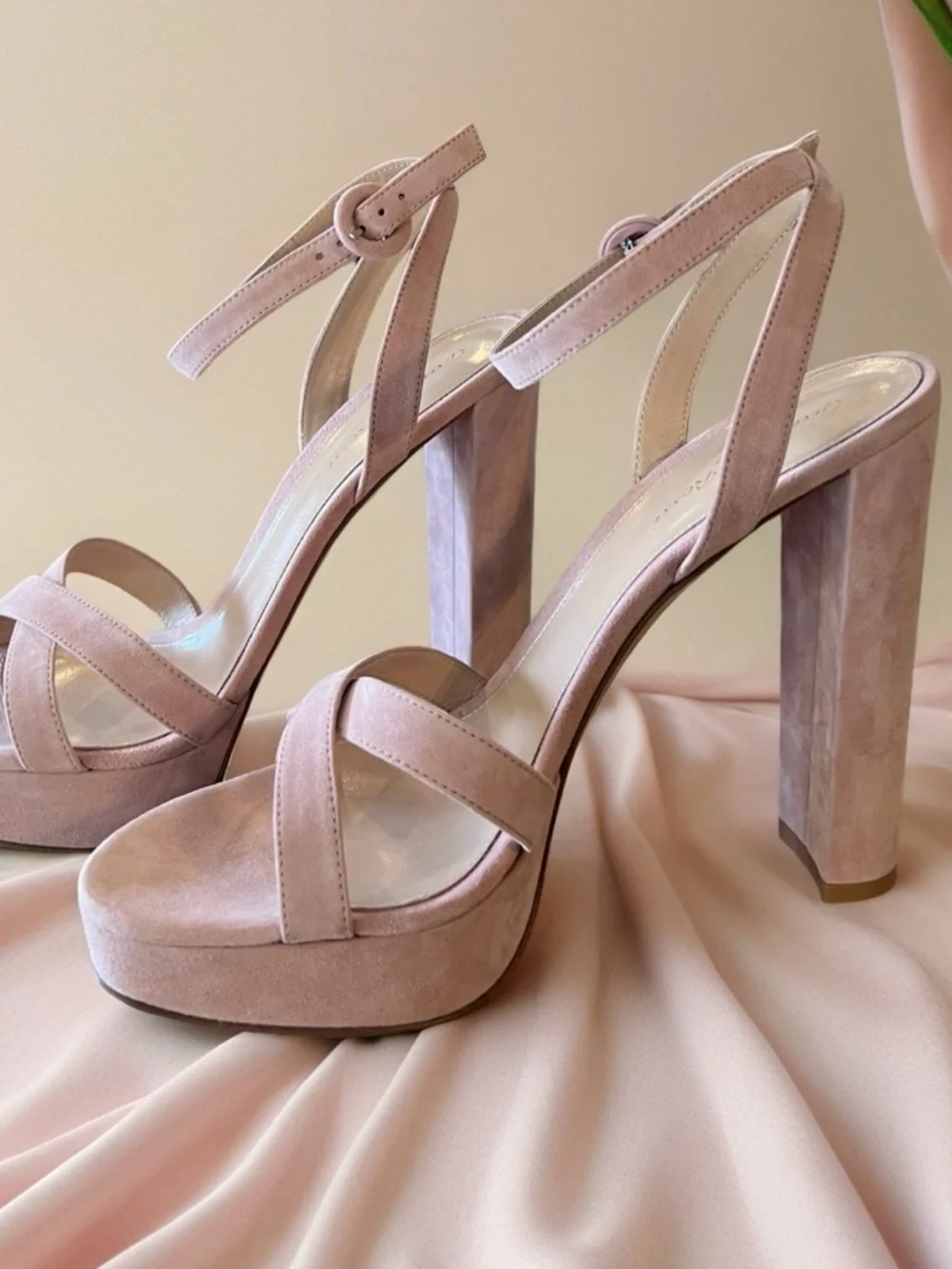 Gianvito Rossi Pink Platform Sandal in Dahlia Ballet Pink Suede